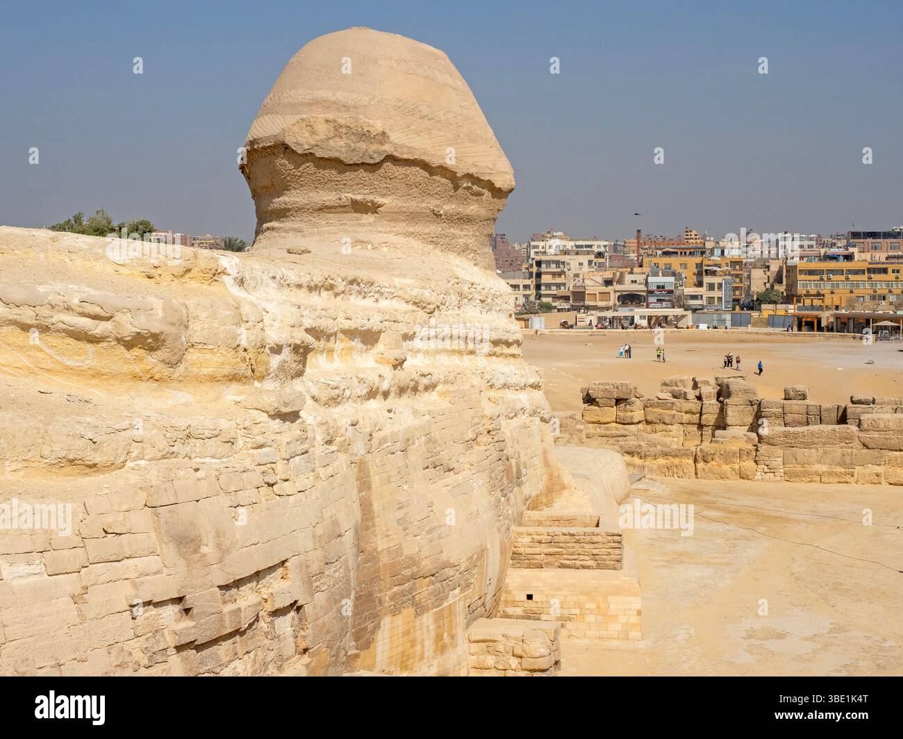 La grande Sfinge di Giza che si affaccia sul Cairo Foto Stock