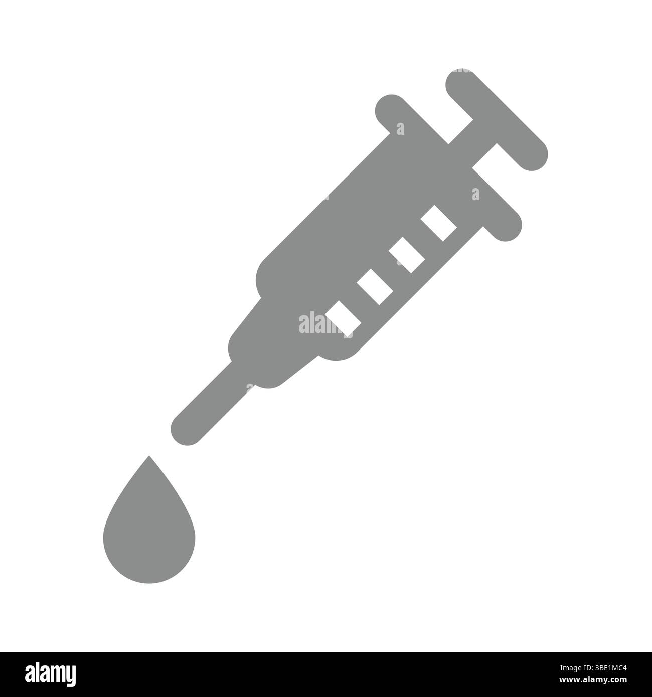 Siringa con goccia di icona del vettore ematico. Iniezione o vaccino ed esame del sangue. Illustrazione Vettoriale