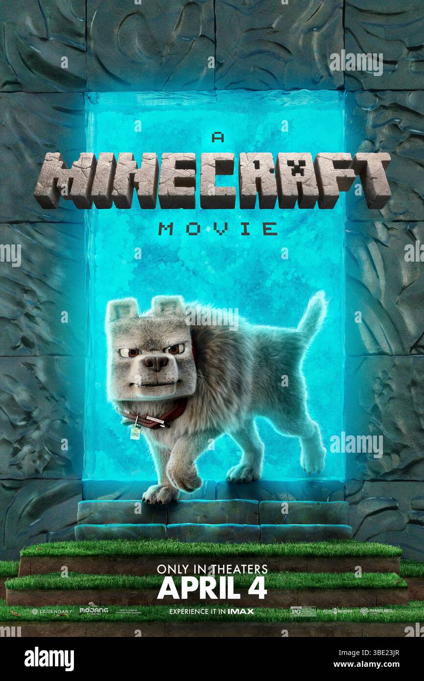 A Minecraft Movie (2025) diretto da Jared Hess e interpretato da Jason Momoa, Jack Black e Danielle Brooks. Quattro disadattati vengono improvvisamente trascinati attraverso un misterioso portale in un bizzarro e cubico paese delle meraviglie che prospera nell'immaginazione. SOLO PER L'USO EDITORIALE del poster STATUNITENSE. Crediti: BFA / Warner Bros Foto Stock