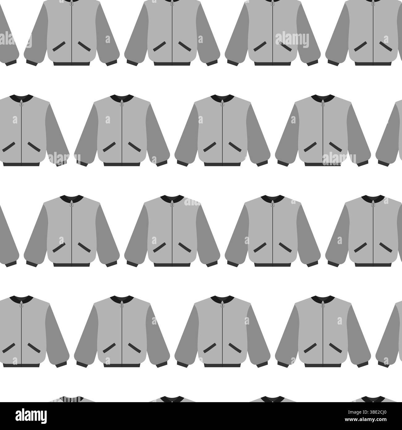 Giacche stilizzate con motivo senza cuciture outfit casual in scala di grigi abiti di stagione idea di sfondo promozionale. Sfondo delle schede tematiche di illustrazione vettoriale isolata, banner, opuscoli, etichetta, prezzo, poster Illustrazione Vettoriale