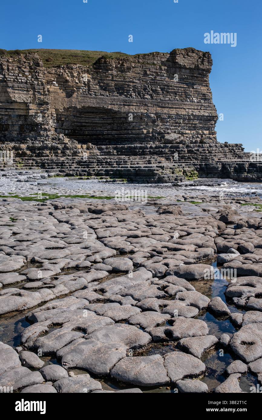 Monknash Beach sulla Glamorgan Heritage Coast nel Galles del Sud, Regno Unito Foto Stock