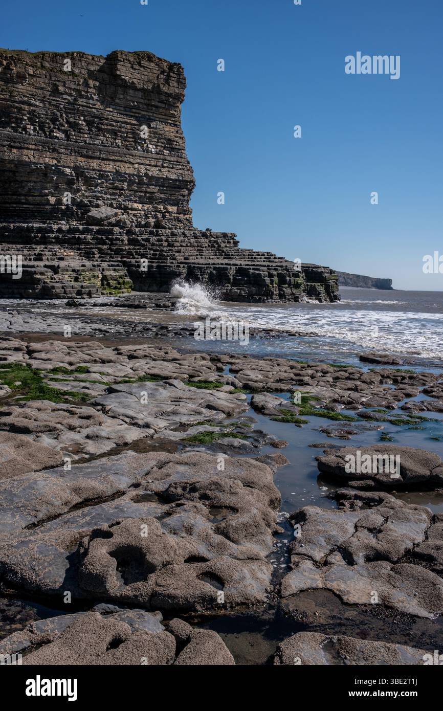 Monknash Beach sulla Glamorgan Heritage Coast nel Galles del Sud, Regno Unito Foto Stock