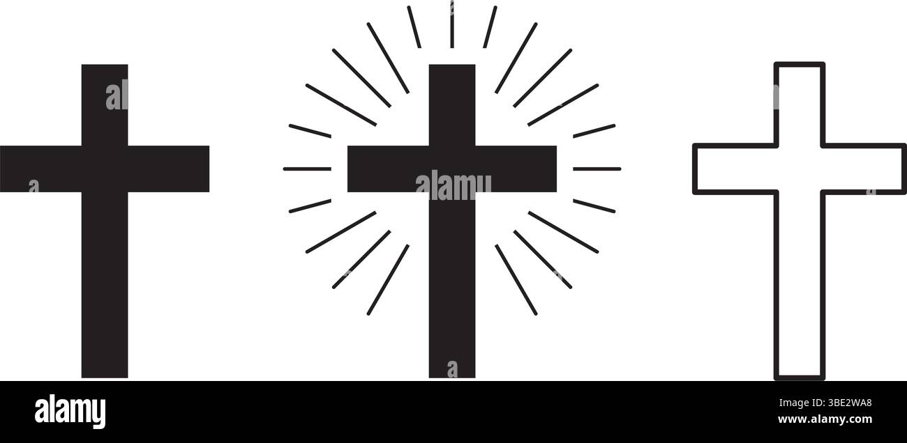 serie di semplici illustrazioni vettoriali isolate con icone di croce di religione Illustrazione Vettoriale