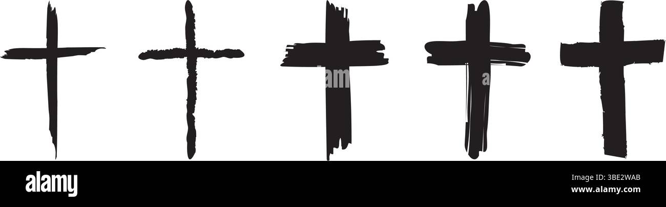 serie di semplici illustrazioni di vettoriali isolate incrociate con la religione disegnate a mano Illustrazione Vettoriale