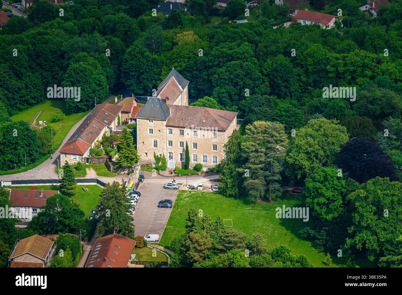 Francia, Isere, Varces-Allieres-et-Risset, ex casa fortificata di porte Traine o castello di Allieres del XVII e XVIII secolo Foto Stock