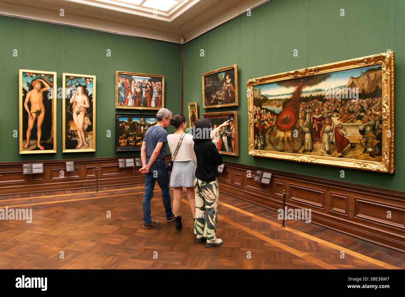 Germania, Stato della Sassonia, Dresda, città vecchia (Altstadt), palazzo Zwinger, Semperbau, Galleria delle immagini dei vecchi maestri (Gemäldegalerie alte Meister), i Cranach e i loro dipinti di laboratorio, dipinti di Cranach, Adamo ed Eva, di Lucas Cranach il giovane, 1537 Foto Stock