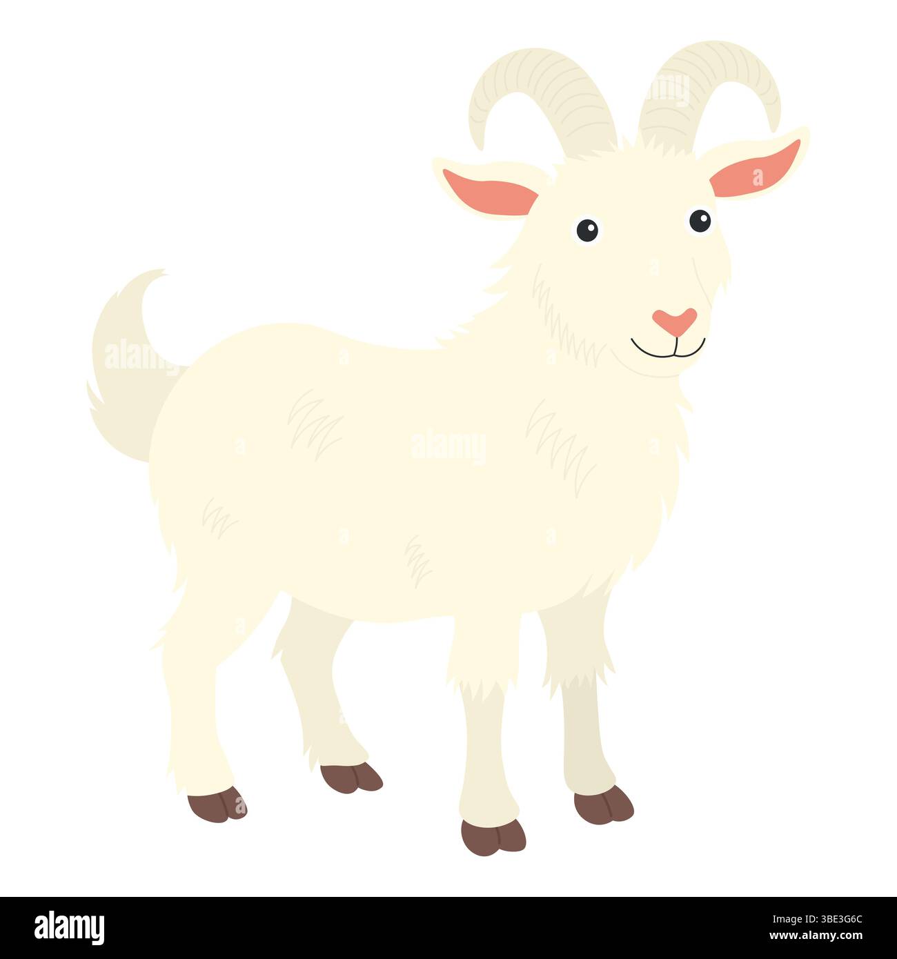 Capra in stile piatto. Illustrazione vettoriale di un animale in un'azienda agricola Illustrazione Vettoriale