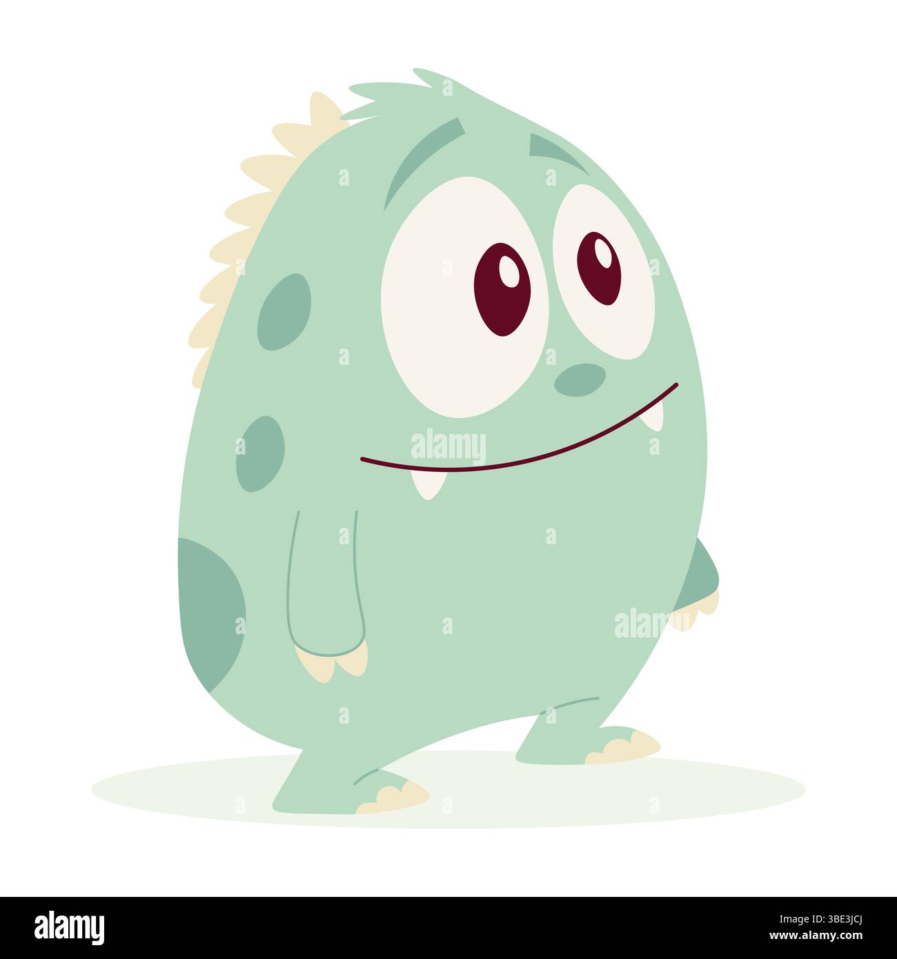 Carino mostro verde. Illustrazione piatta per bambini vettoriali Illustrazione Vettoriale