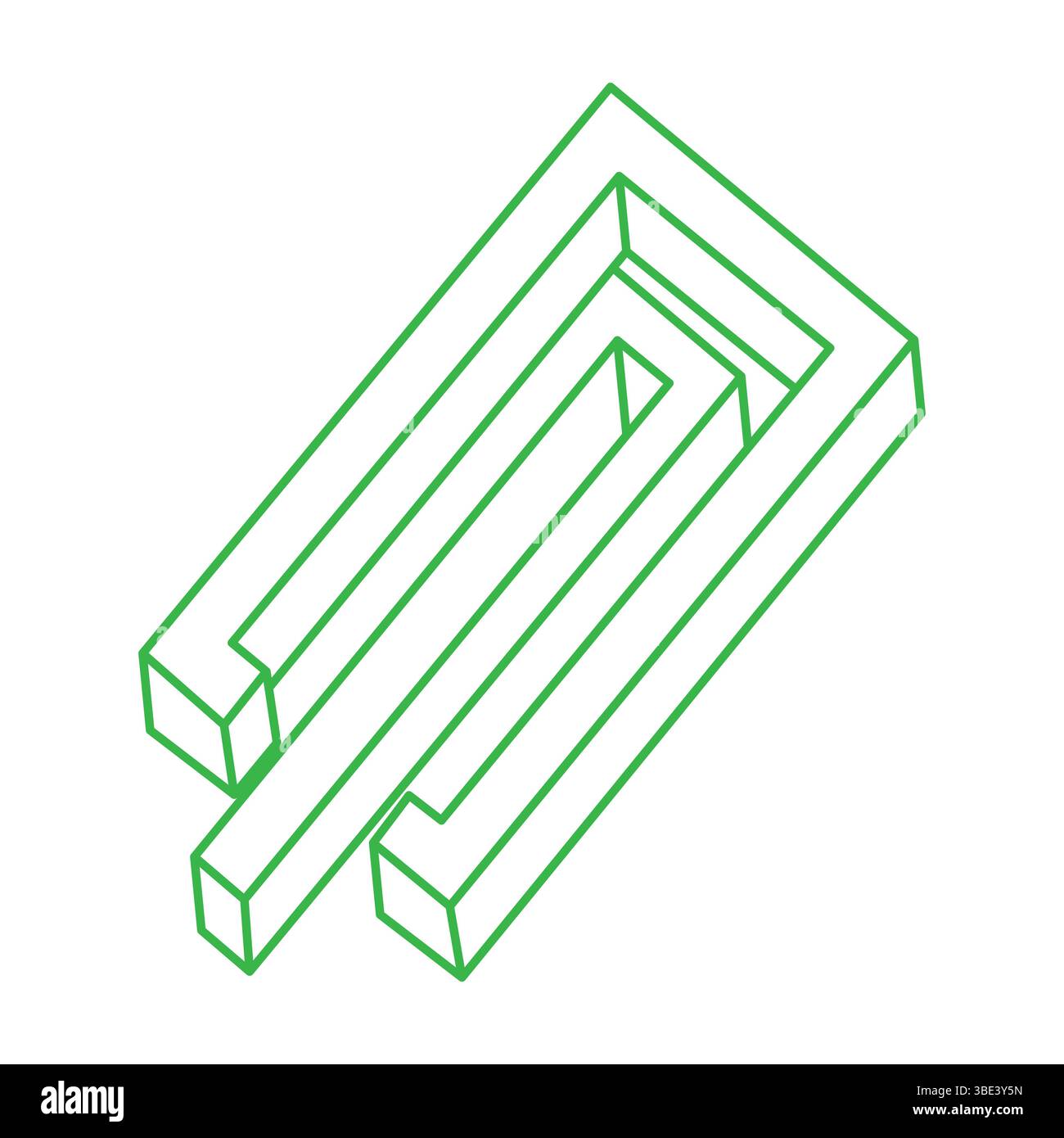 Forma impossibile, illusione ottica, vettore. Oggetto artistico ottico. Logo. Figura geometrica. Illustrazione Vettoriale