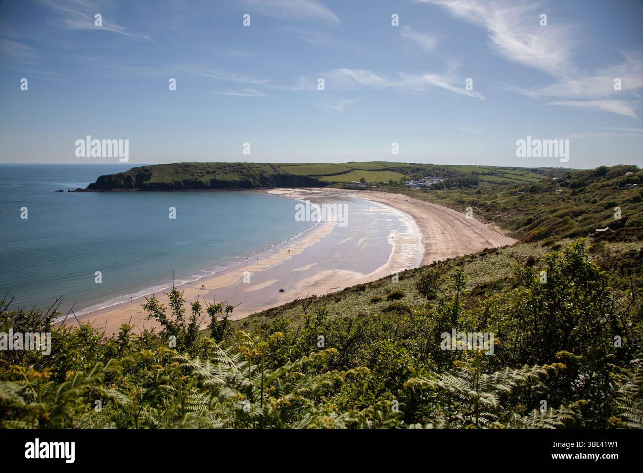 East Bay di acqua dolce da Coastal Path, Pembrokeshire, Galles Foto Stock