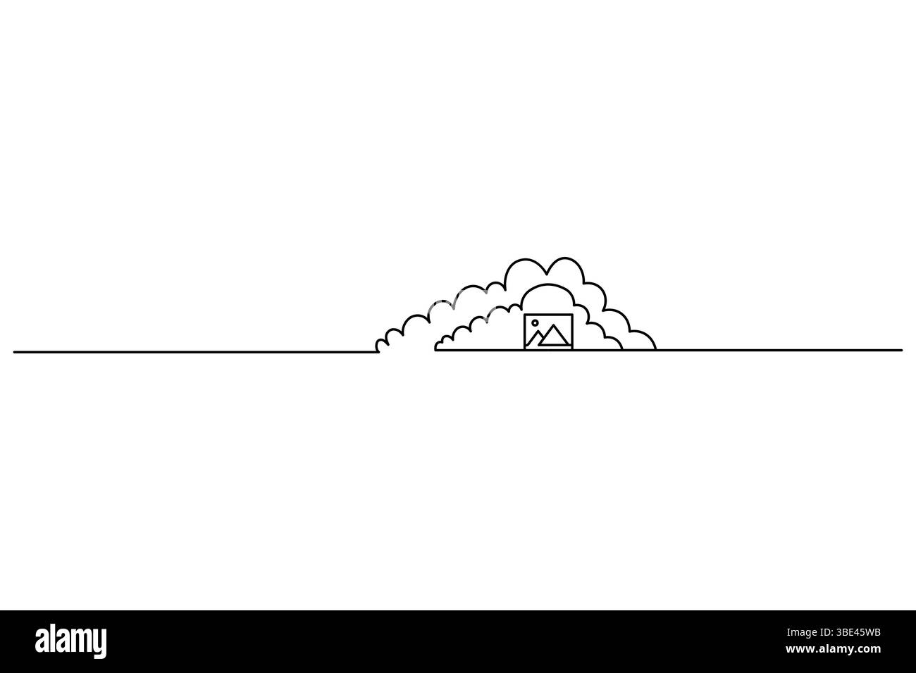 Archiviazione cloud, disegno continuo su una linea e design minimalista Illustrazione Vettoriale