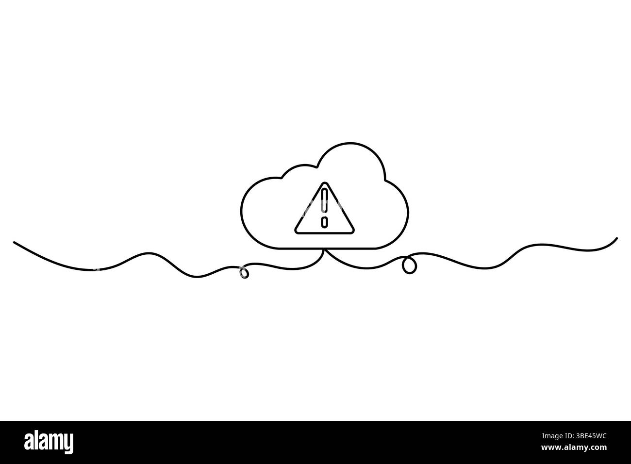 Archiviazione cloud, disegno continuo su una linea e design minimalista Illustrazione Vettoriale