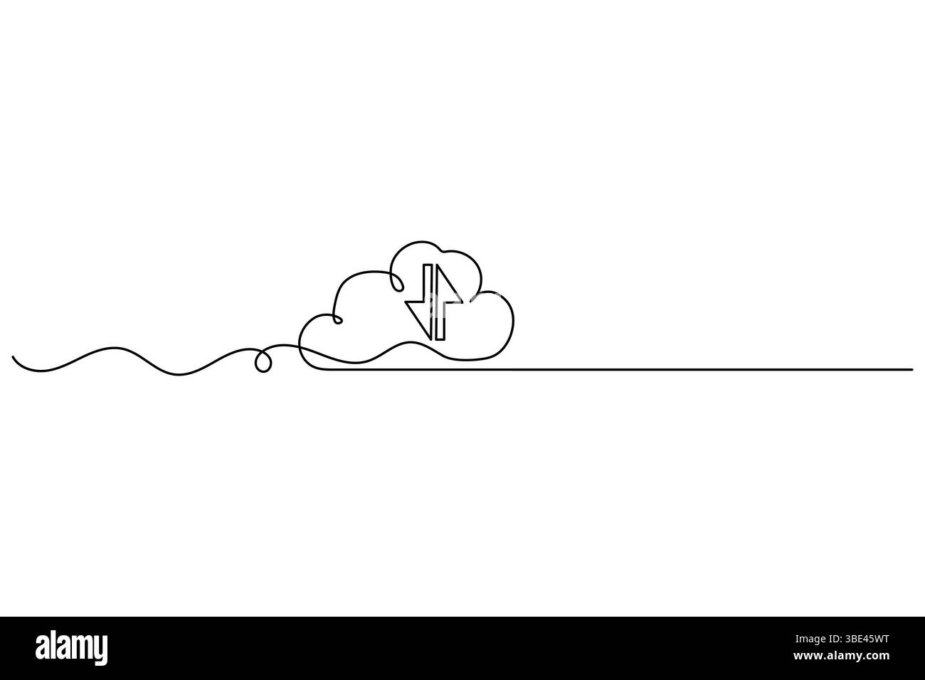 Archiviazione cloud, disegno continuo su una linea e design minimalista Illustrazione Vettoriale