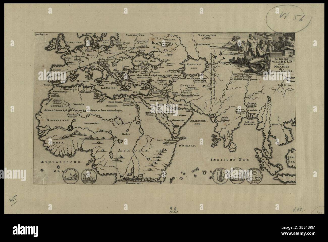 Jan Goeree, De tweede weereld door Noachs dry zonen bevolkt Foto Stock