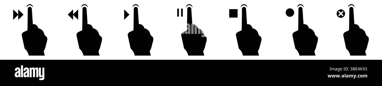 Icone della guida dei gesti del touch screen per la progettazione di app Illustrazione Vettoriale