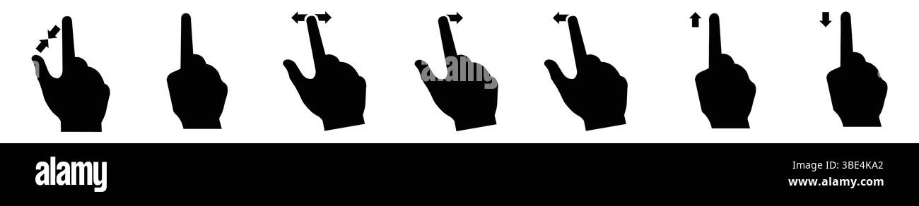Raccolta di gesti delle mani per i dispositivi touch screen mobili Illustrazione Vettoriale