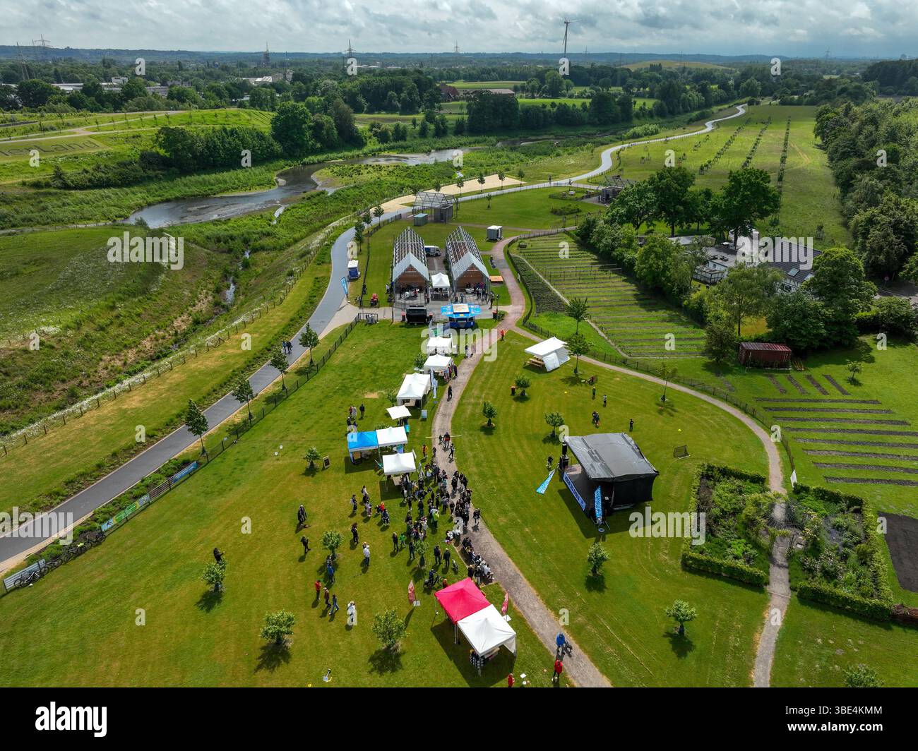 Recklinghausen, Castrop-Rauxel, regione della Ruhr, Renania settentrionale-Vestfalia, Germania - festival sportivo nel parco avventura EMSCHERLAND, una natura e un'acqua nuove Foto Stock