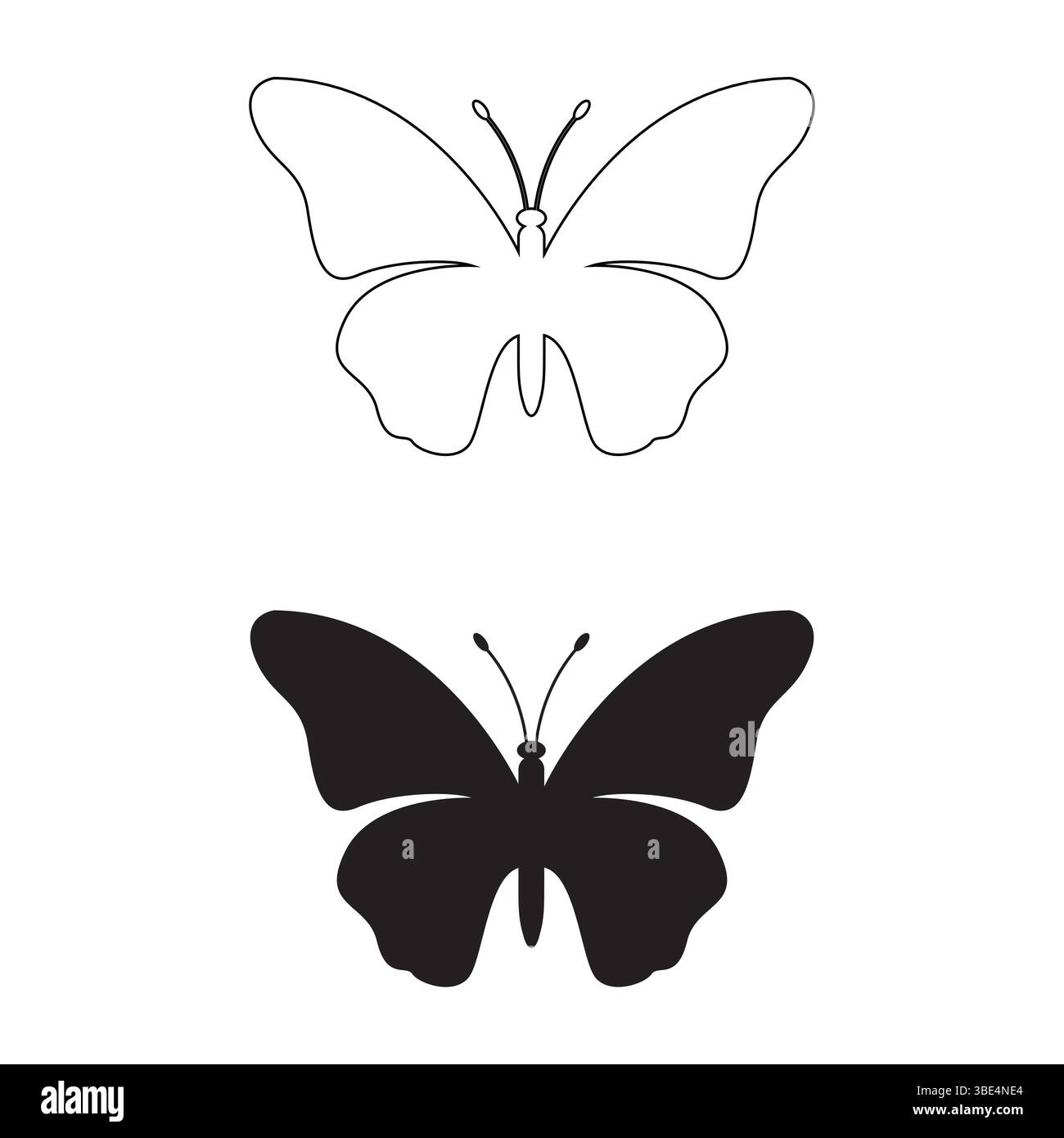 Vettore di silhouette a farfalla nera | Design isolato del tagliente a insetti Illustrazione Vettoriale