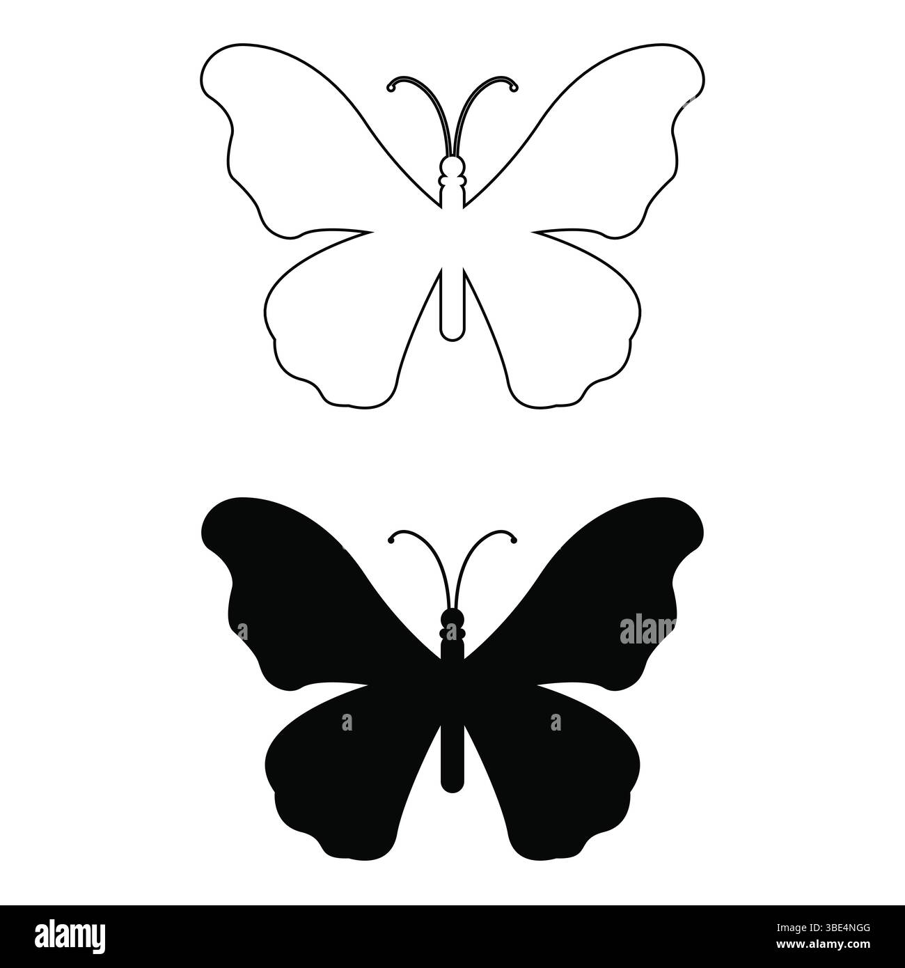 Vettore di silhouette a farfalla nera | Design isolato del tagliente a insetti Illustrazione Vettoriale