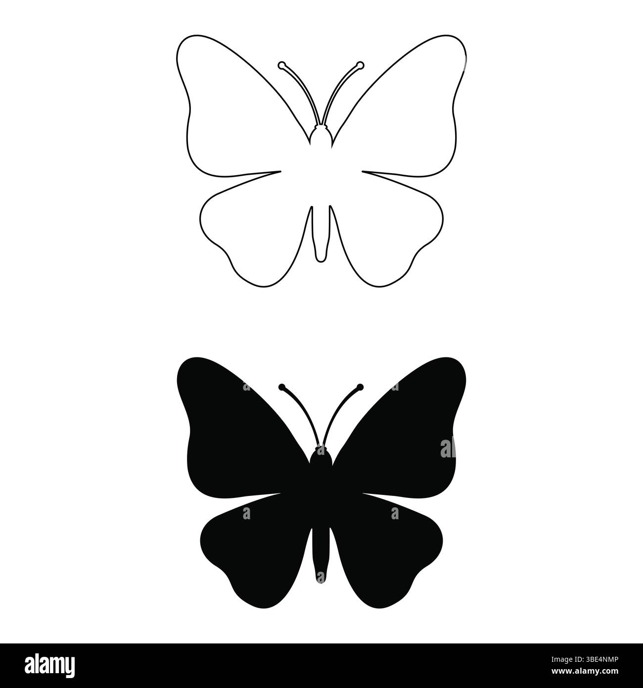 Vettore di silhouette a farfalla nera | Design isolato del tagliente a insetti Illustrazione Vettoriale