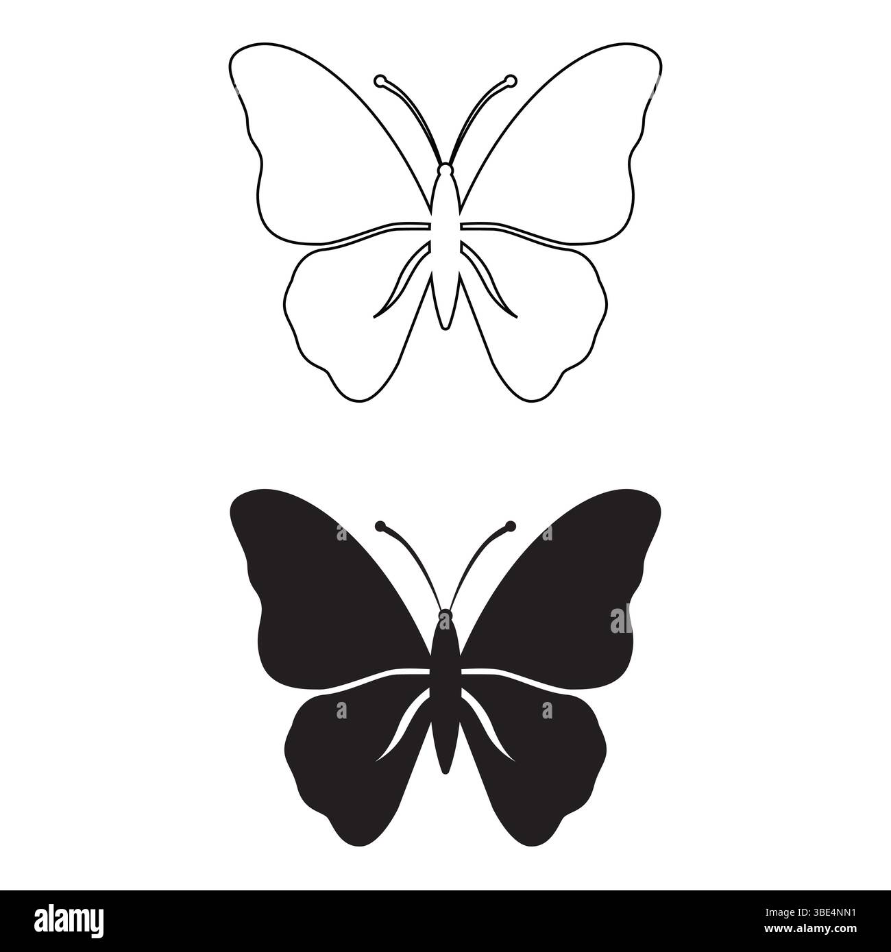 Vettore di silhouette a farfalla nera | Design isolato del tagliente a insetti Illustrazione Vettoriale