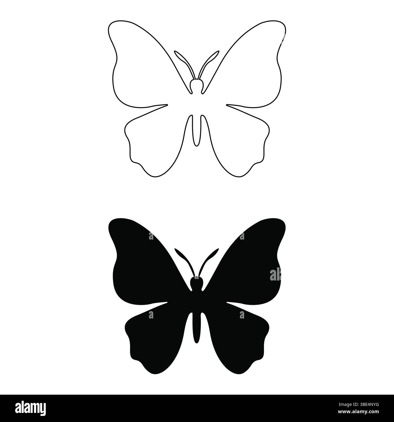 Vettore di silhouette a farfalla nera | Design isolato del tagliente a insetti Illustrazione Vettoriale