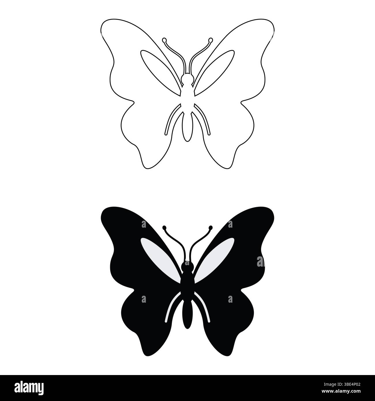 Vettore di silhouette a farfalla nera | Design isolato del tagliente a insetti Illustrazione Vettoriale