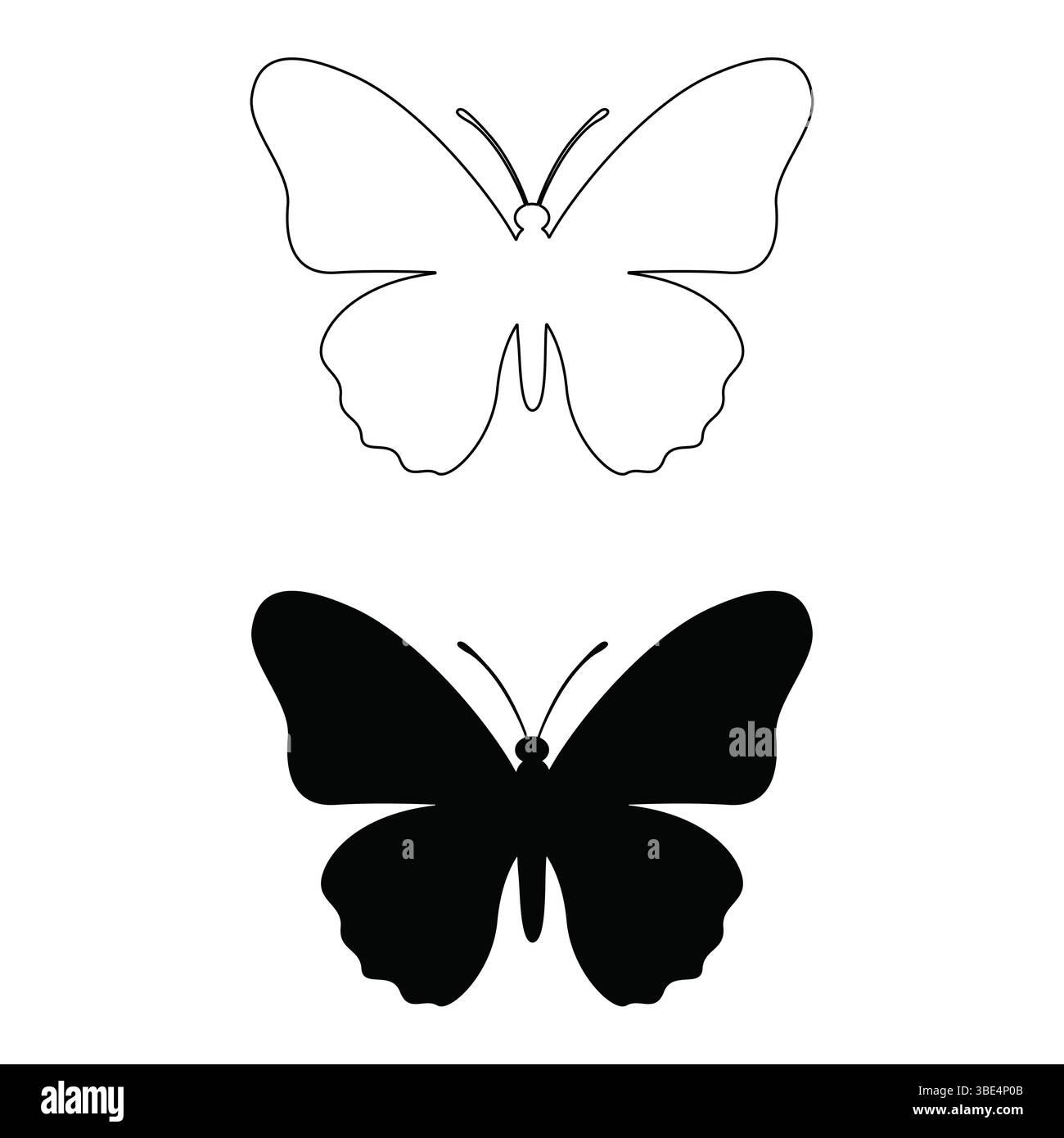 Vettore di silhouette a farfalla nera | Design isolato del tagliente a insetti Illustrazione Vettoriale