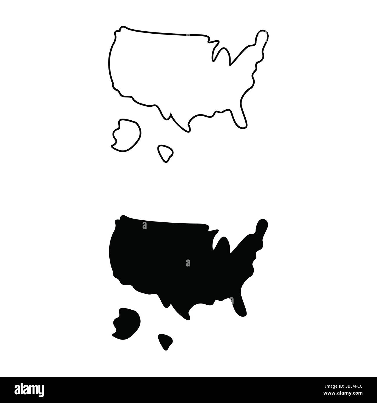 Illustrazione della sagoma della mappa degli Stati Uniti Illustrazione Vettoriale