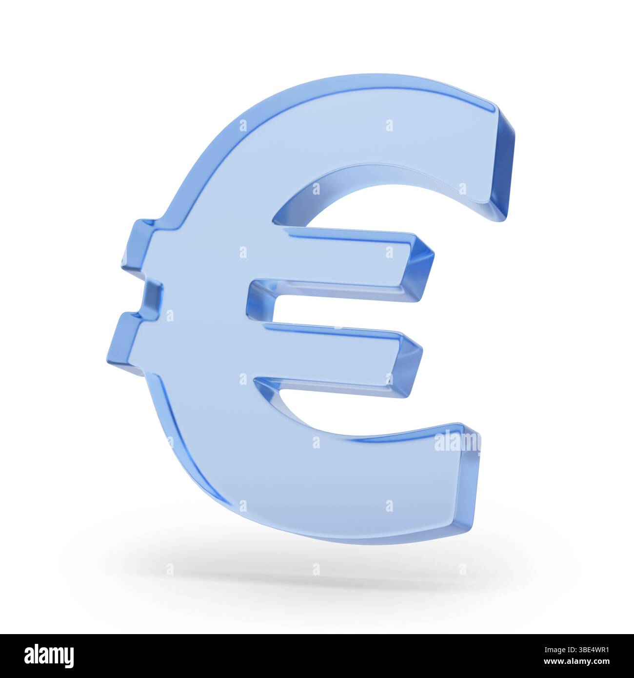 Simbolo europeo tridimensionale del vetro isolato su sfondo bianco. illustrazione 3d. Foto Stock