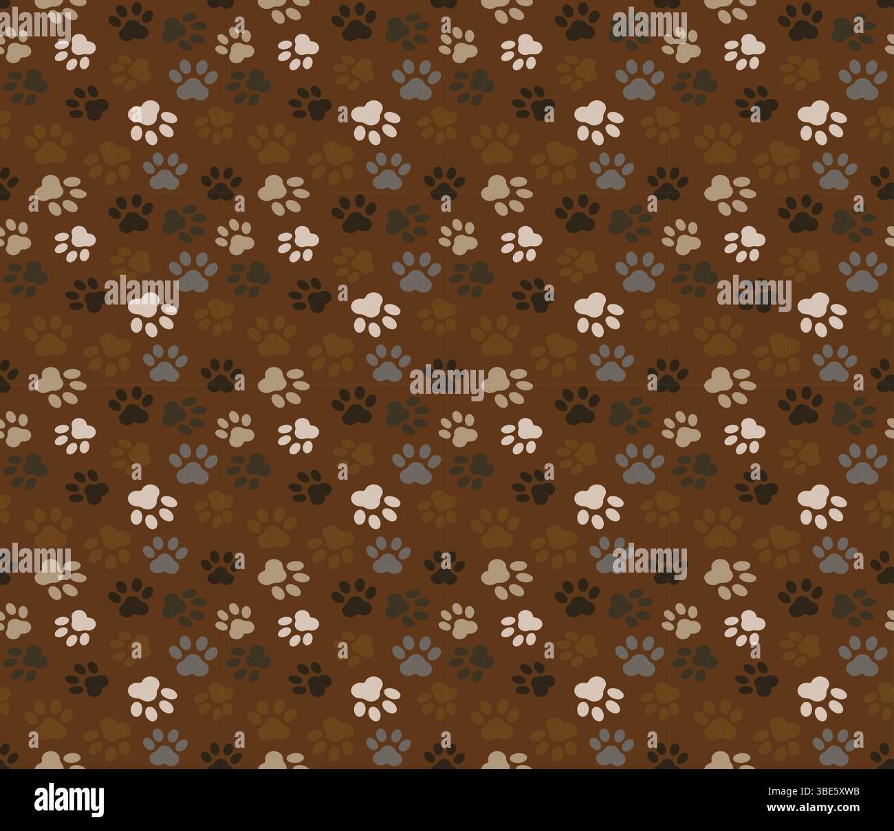 Motivo senza cuciture di zampa di cane marrone e beige su sfondo marrone scuro Illustrazione Vettoriale