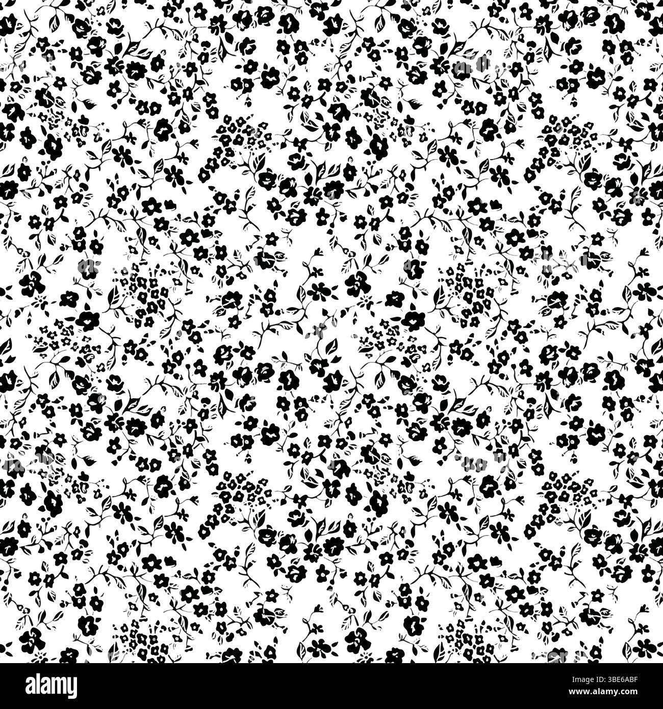 Design in tessuto ripetuto senza cuciture con motivo floreale bianco e nero Illustrazione Vettoriale