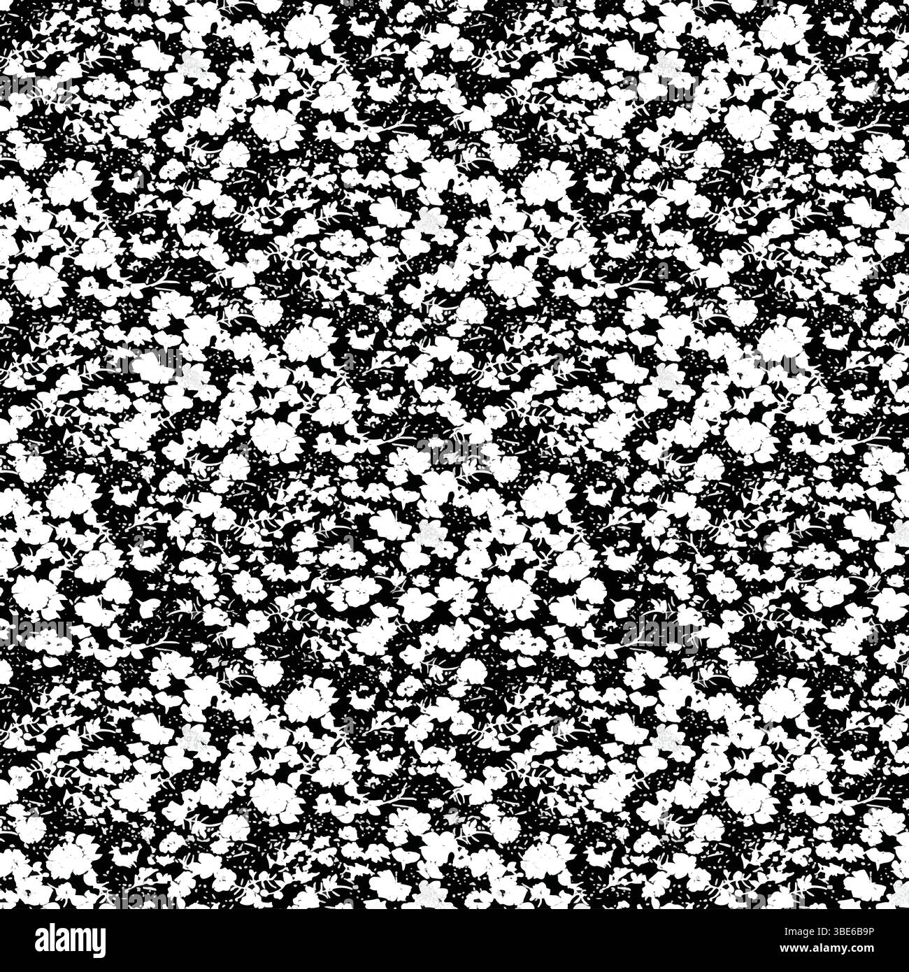 Motivo floreale bianco e nero effetto distresso texture senza cuciture ripetute Illustrazione Vettoriale