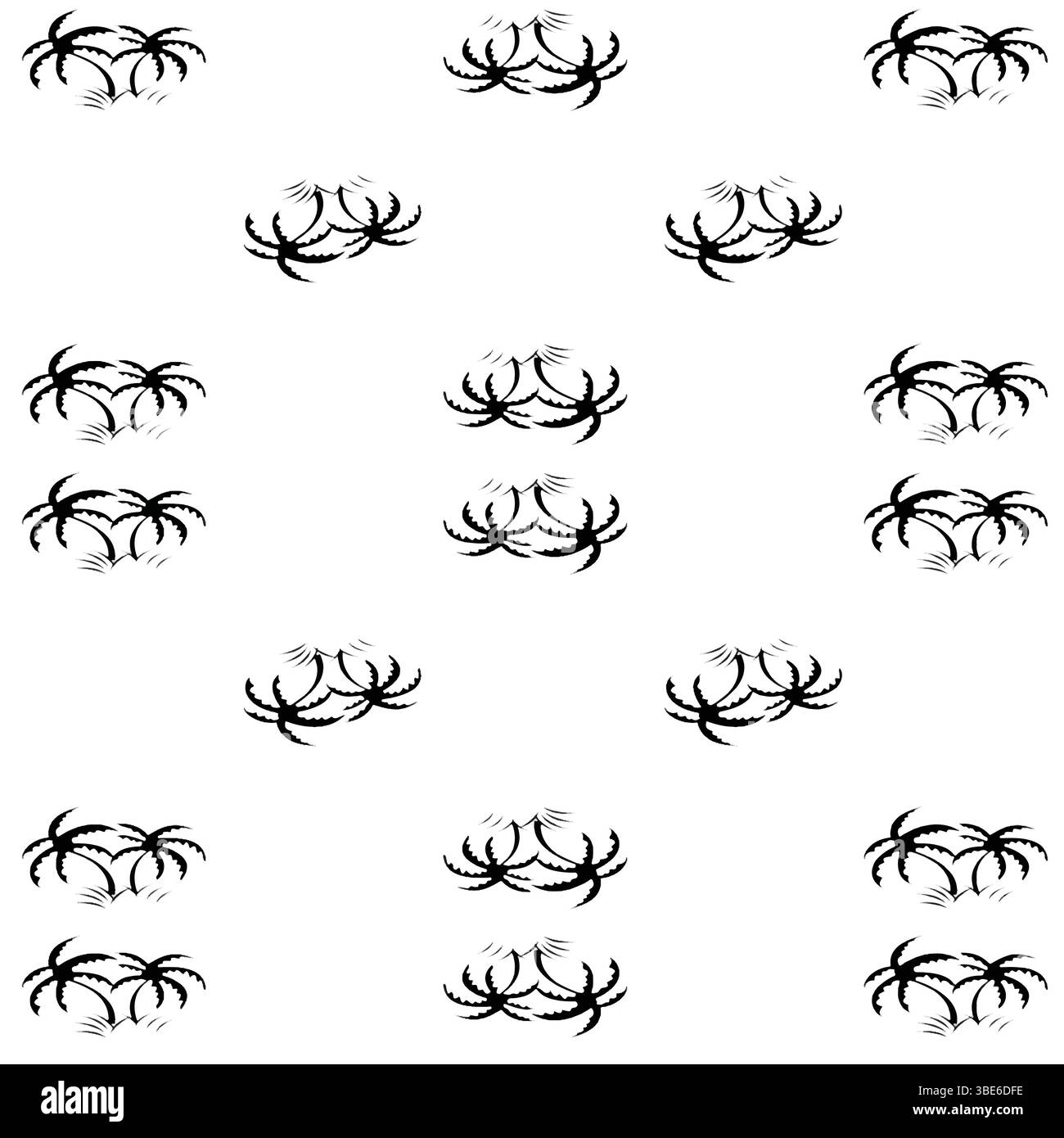 Semplice motivo di palma tropicale bianco e nero, design ripetuto senza cuciture Illustrazione Vettoriale