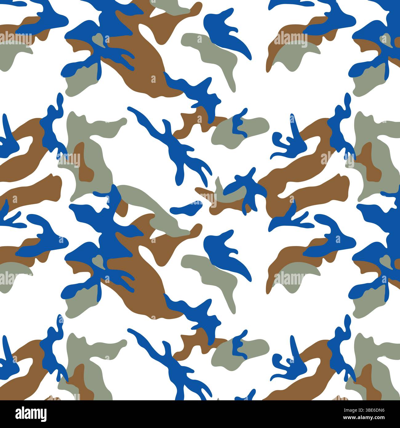 Motivo camouflage blu marroni e grigi astratti design a ripetizione senza cuciture Illustrazione Vettoriale