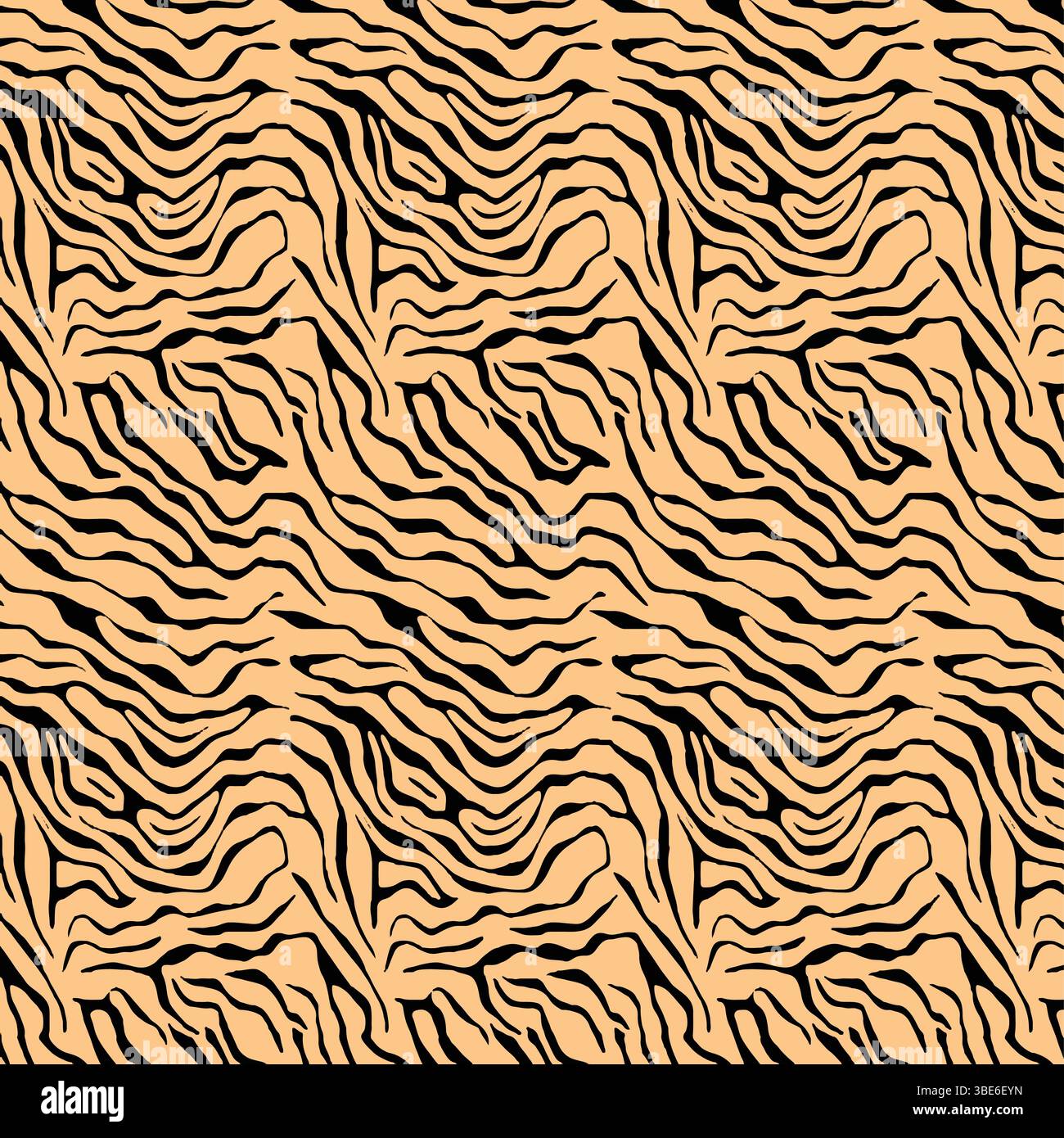 Motivo a strisce tigre astratte texture senza cuciture in beige e nero Illustrazione Vettoriale