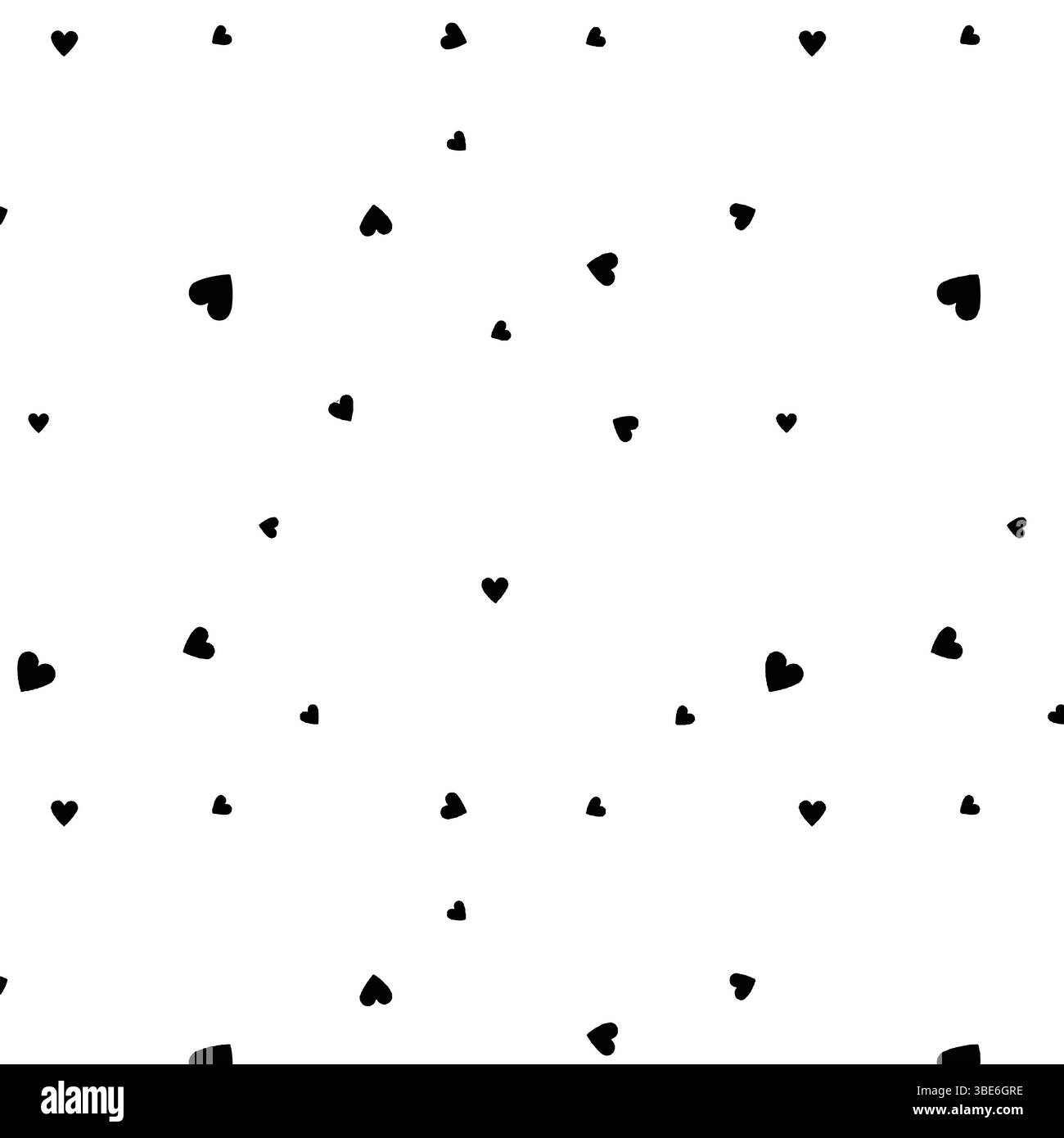 Piccoli cuori neri sparsi su sfondo bianco motivo senza cuciture Illustrazione Vettoriale