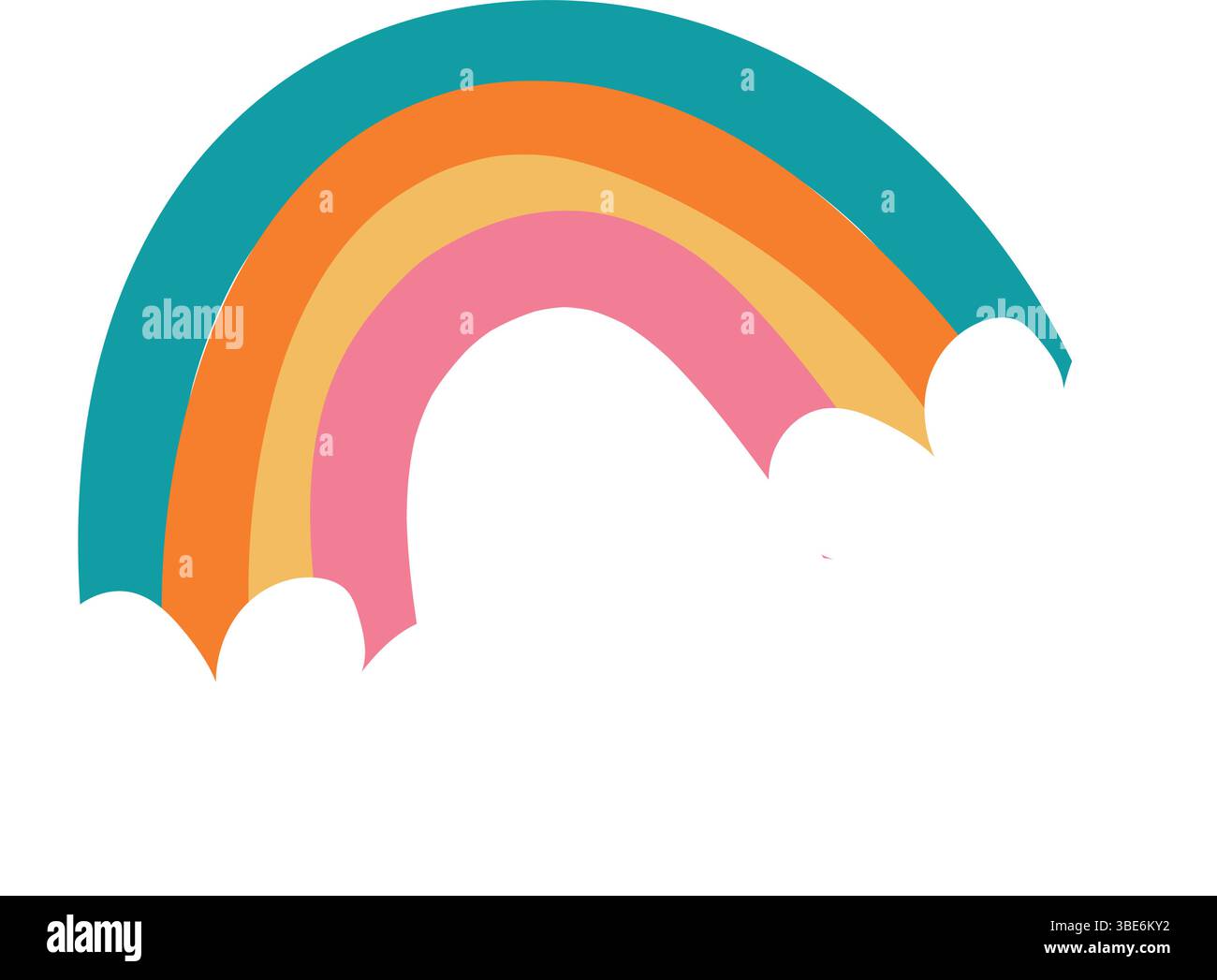 Grazioso arcobaleno con morbide nuvole. Vettore Illustrazione Vettoriale