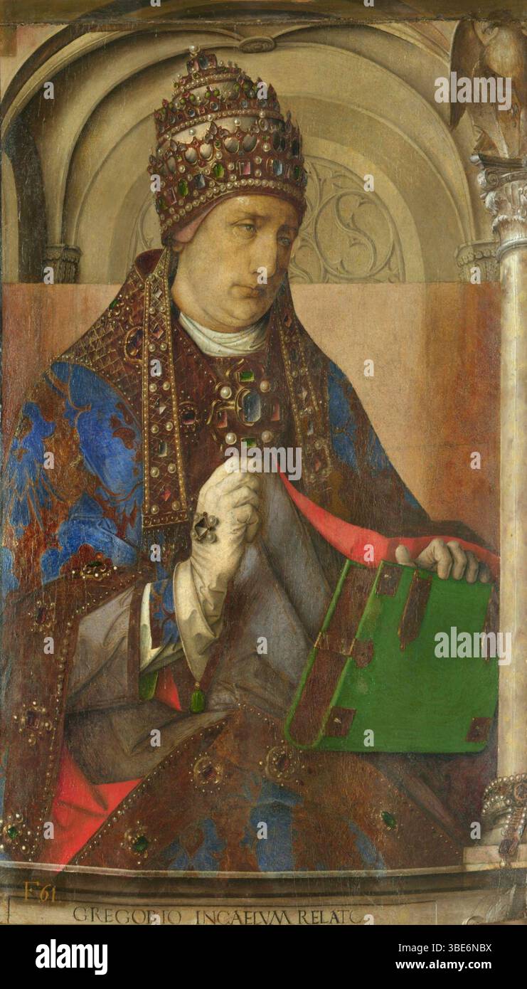 Joos Van Wassenhove e Pedro Berruguete – San Gregorio – Galleria Nazionale delle Marche. Foto Stock