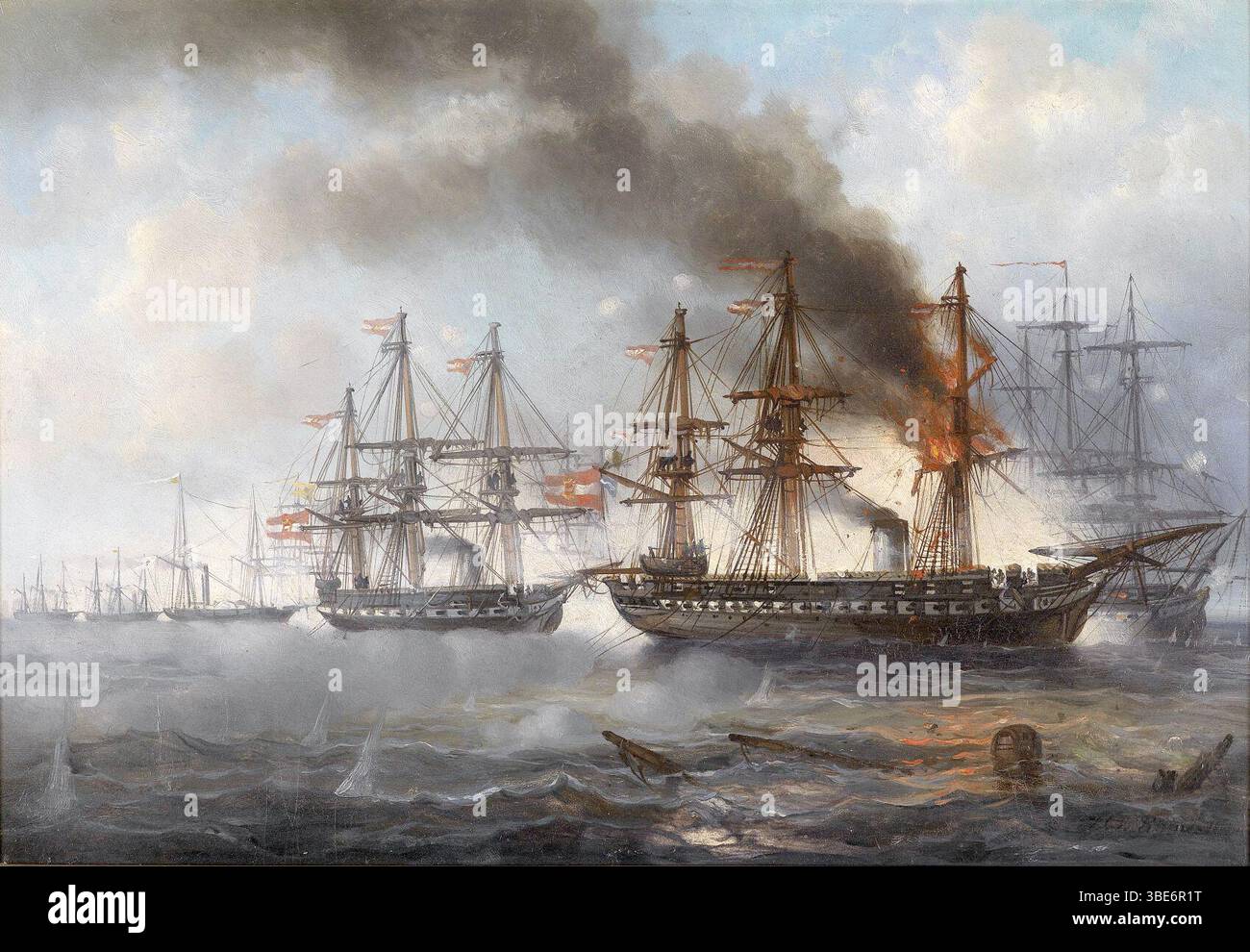 Josef Carl Püttner Seegefecht bei Helgoland 1864. Foto Stock