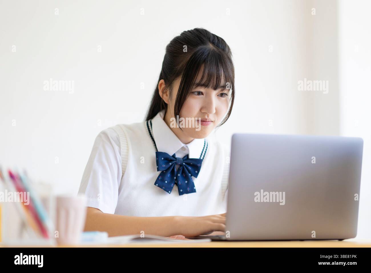 Studenti delle scuole superiori che studiano a casa Foto Stock