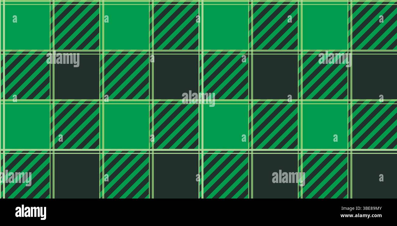 Motivo senza cuciture verde a scacchi. Sfondo continuo con piastrelle per il patrick Day. I quadrati stampano per tessuti, carta, tessuti, imballaggi, grafica vettoriale Illustrazione Vettoriale
