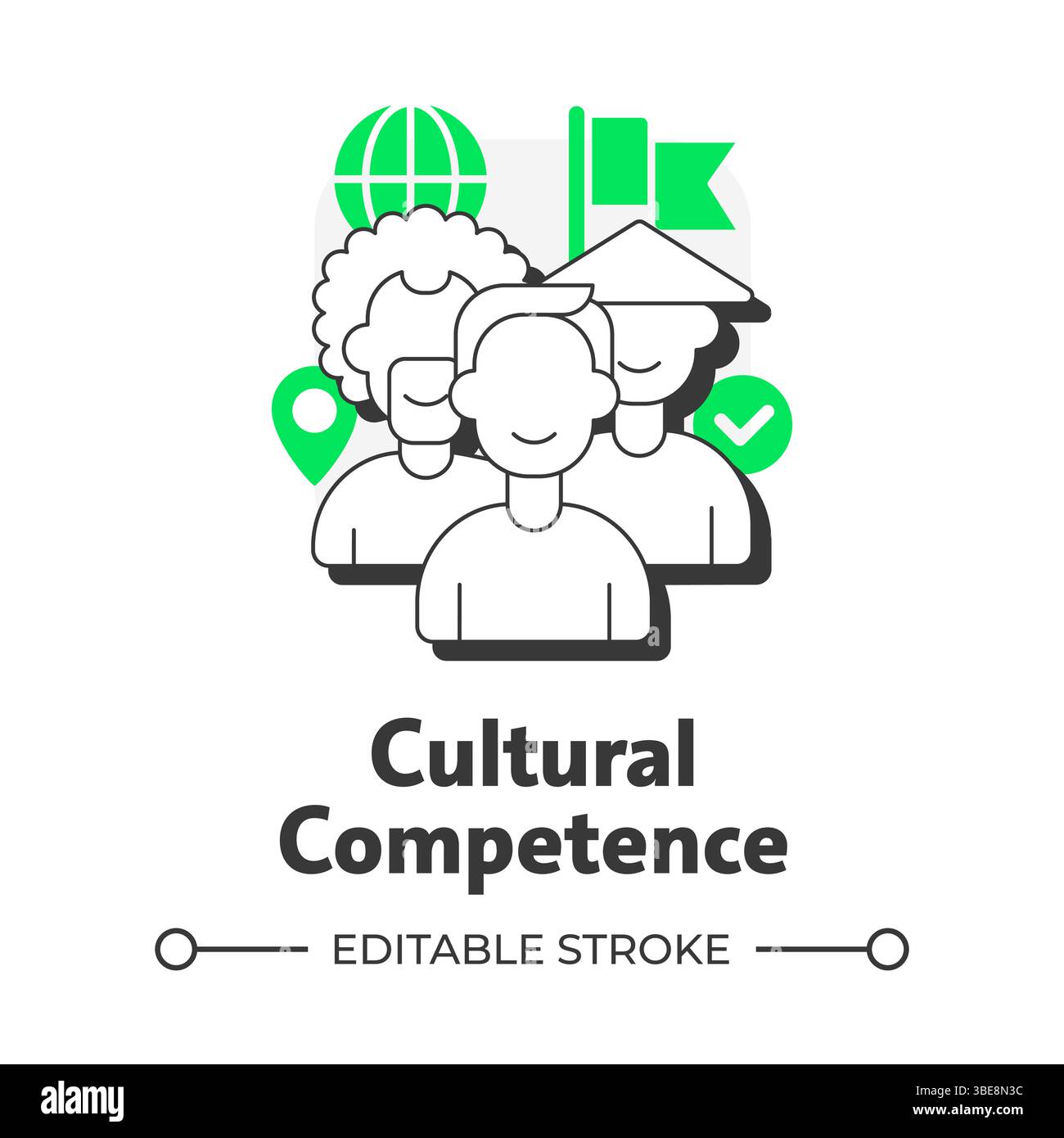 Icona del concetto di competenza culturale Illustrazione Vettoriale