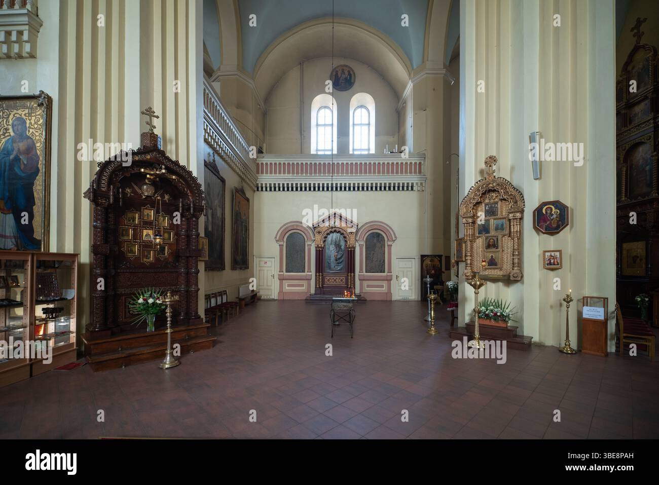 Cattedrale di Theotokos, chiesa ortodossa in stile bizantino a Vilnius, Lituania Foto Stock