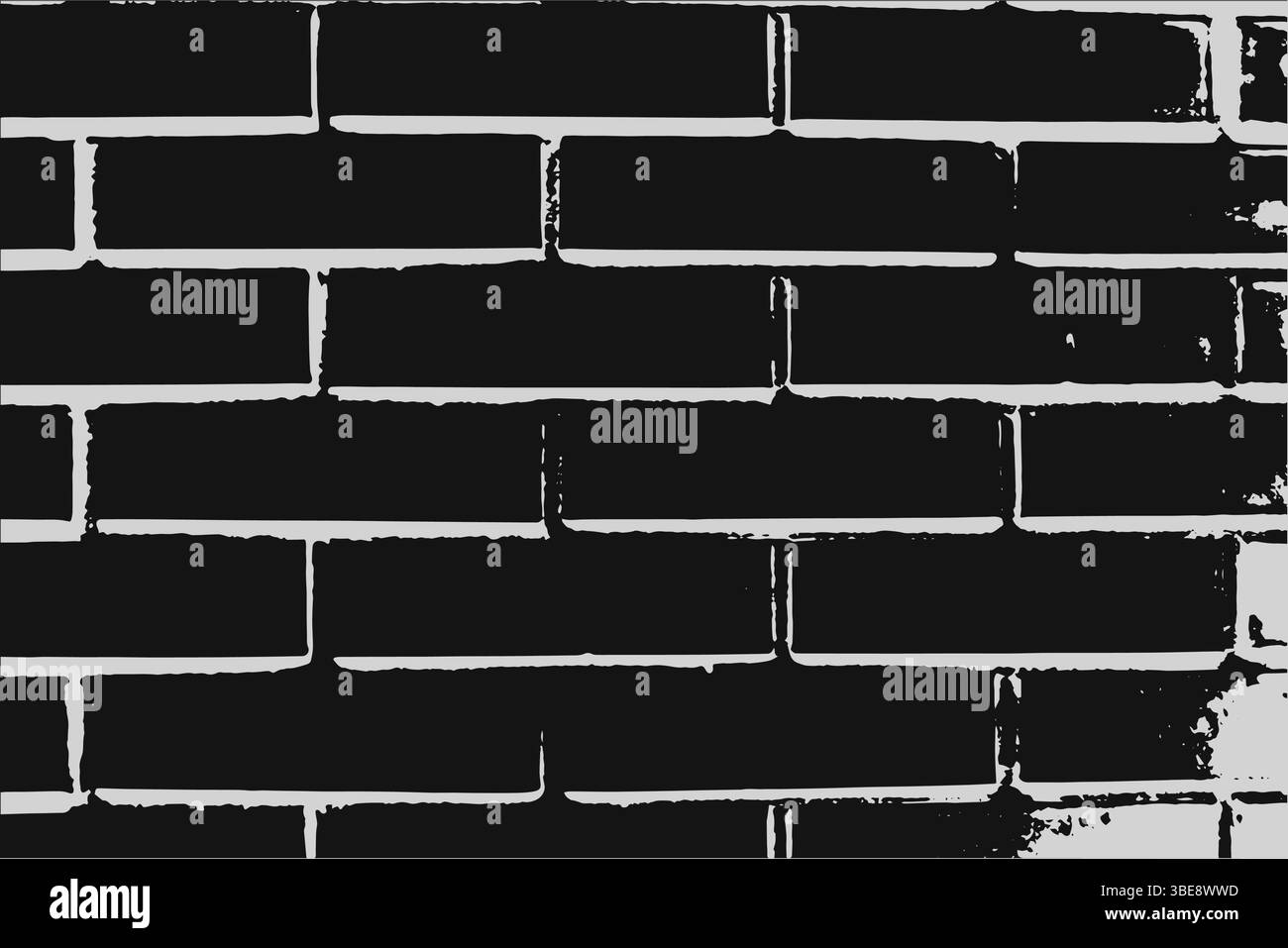 Struttura delle pareti in mattoni. Mattoni bianchi e neri, sfondo grungy. Struttura muraria in mattoni invecchiati. Illustrazione a parete in mattoni grigi. Muro di mattoni neri. Illustrazione Vettoriale