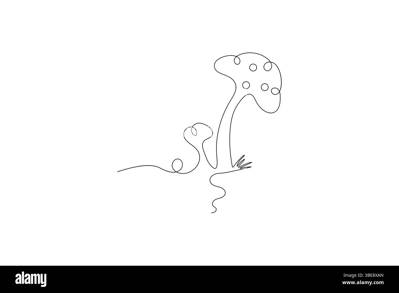 Funghi che disegnano e disegnano con un'icona vettoriale isolata a linea continua Illustrazione Vettoriale