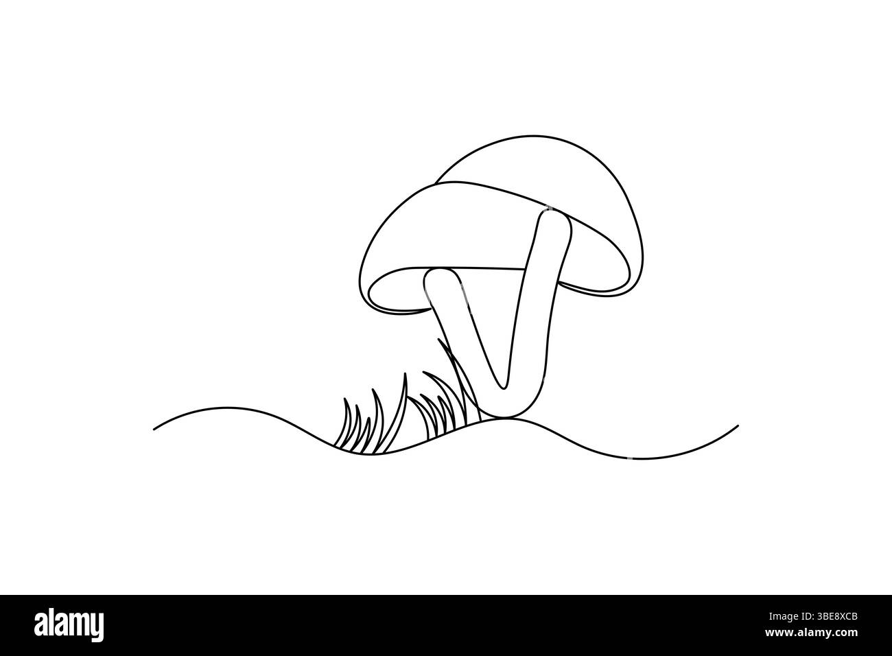 Funghi che disegnano e disegnano con un'icona vettoriale isolata a linea continua Illustrazione Vettoriale