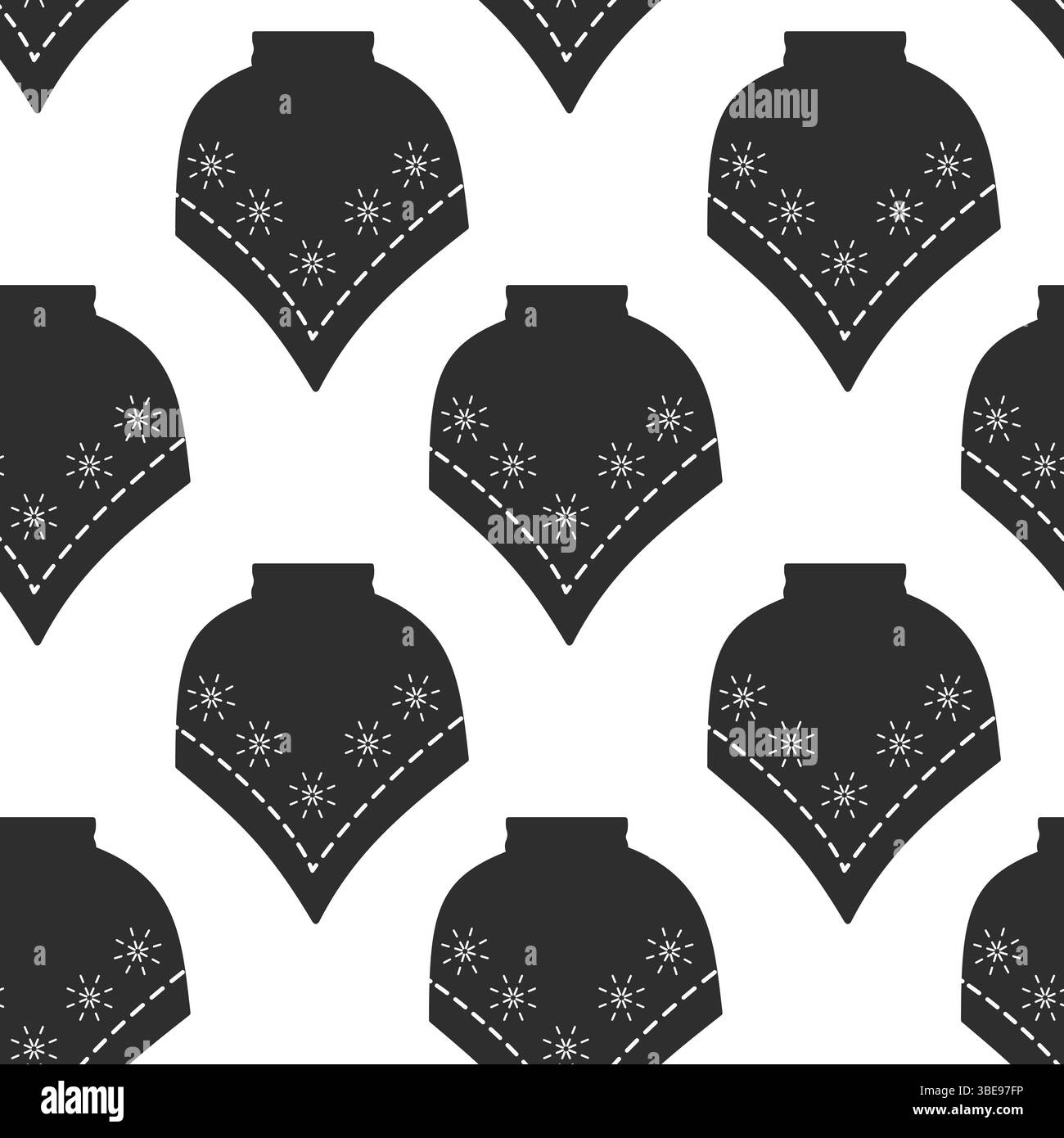 Poncho a mano libera con ornamenti decorativi in fiocchi di neve motivo monocromatico senza cuciture minimalista. Le illustrazioni Vector isolate vestono schede tematiche invernali, poster, prezzi, etichette o banner promozionali Illustrazione Vettoriale