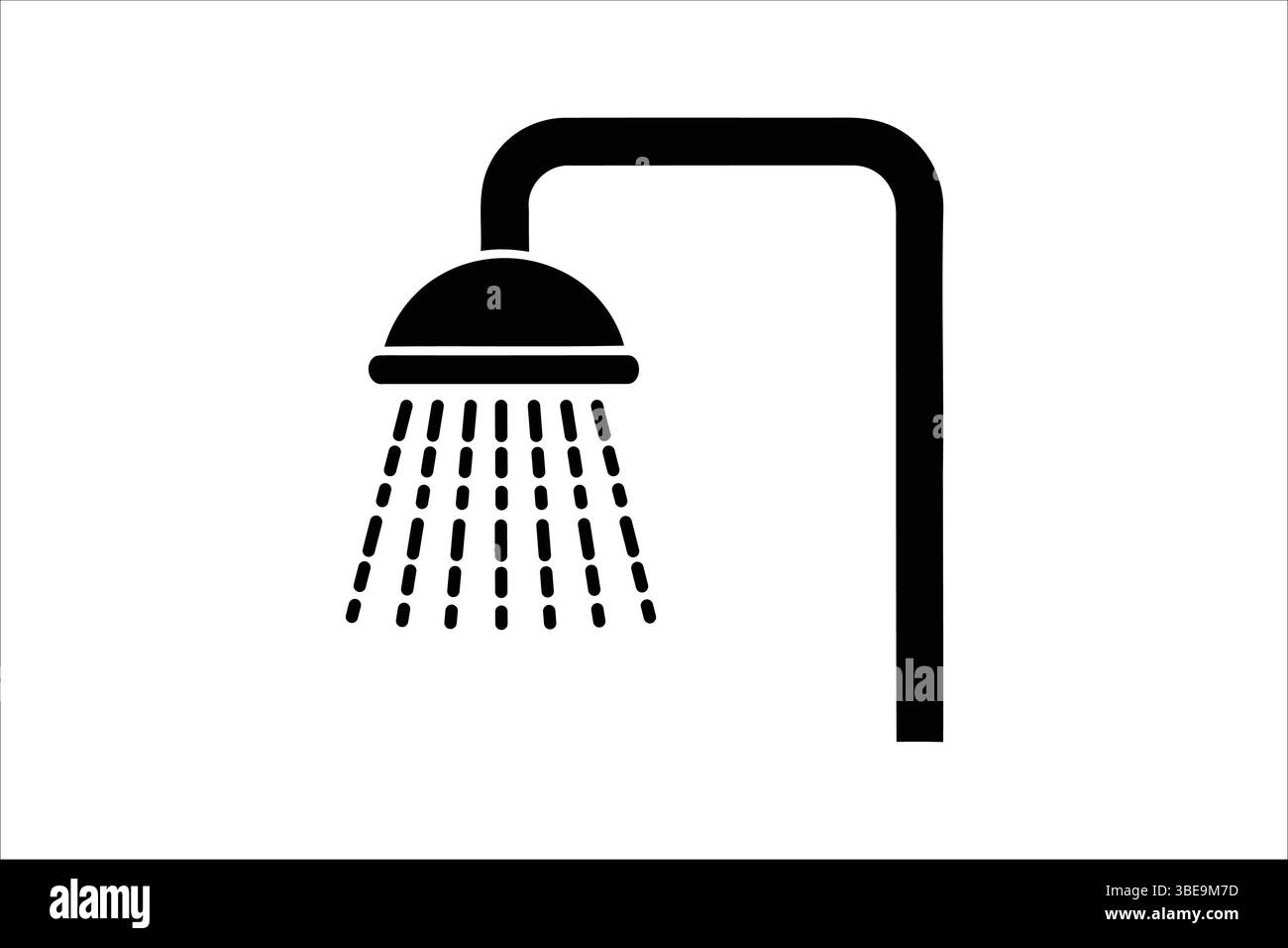 Moderno soffione doccia in bagno con finiture cromate, icona vettoriale Illustrazione Vettoriale