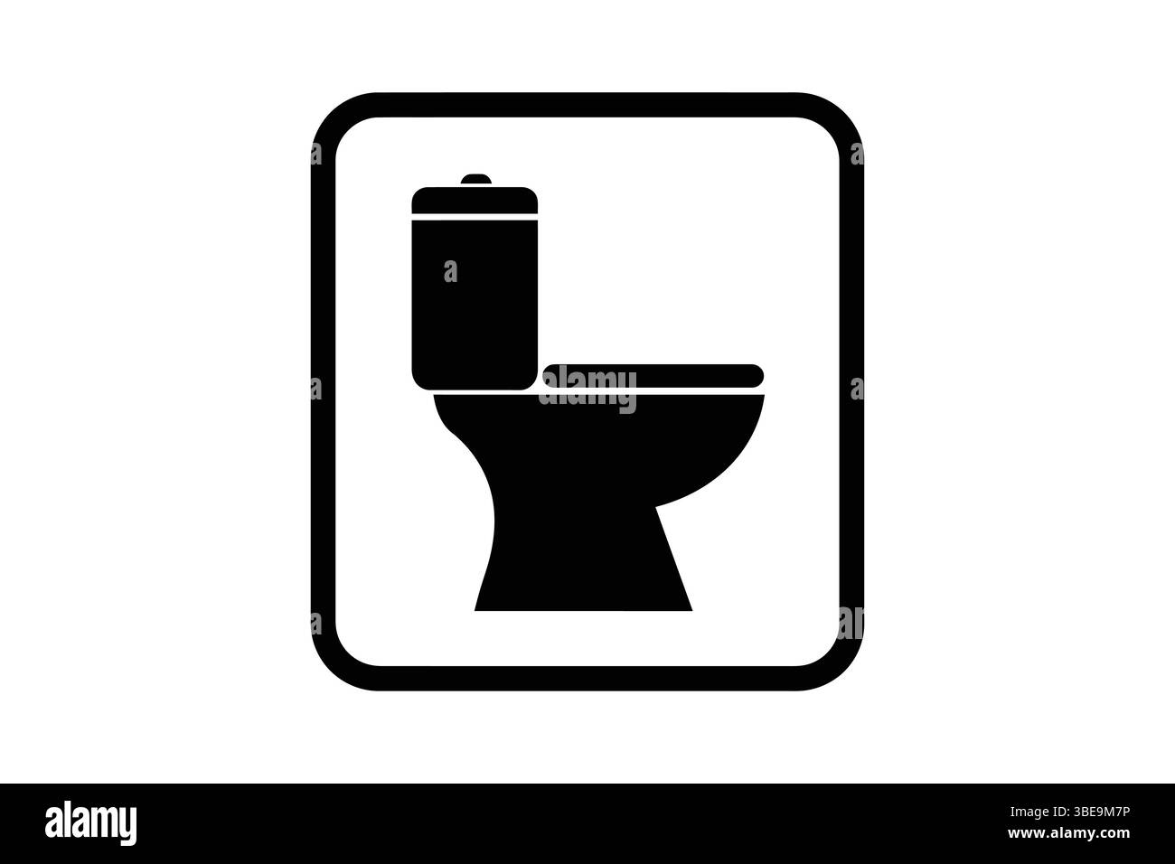 Icona moderna del WC per il cartello dei servizi igienici, grafica vettoriale, cornice quadrata, tonalità grigia Illustrazione Vettoriale